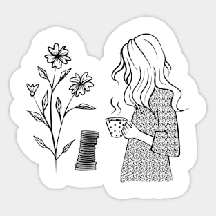 Girl with a mug Sticker